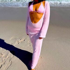 Sexy baby pink sweater swim cover up XS/S